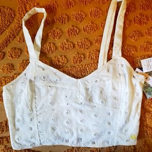White Roxy Eyelet Bralette Crop Top
